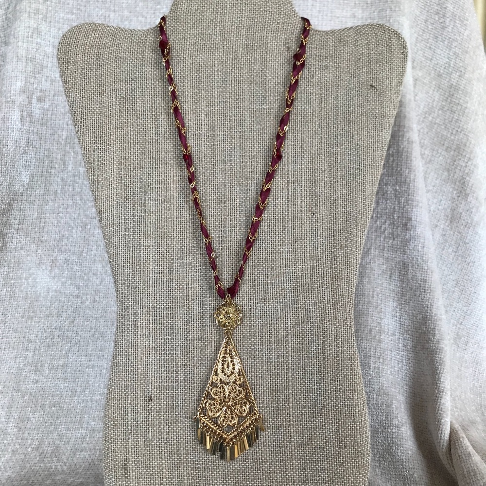 Lydell NYC Indian Inspired Red and Gold Necklace
